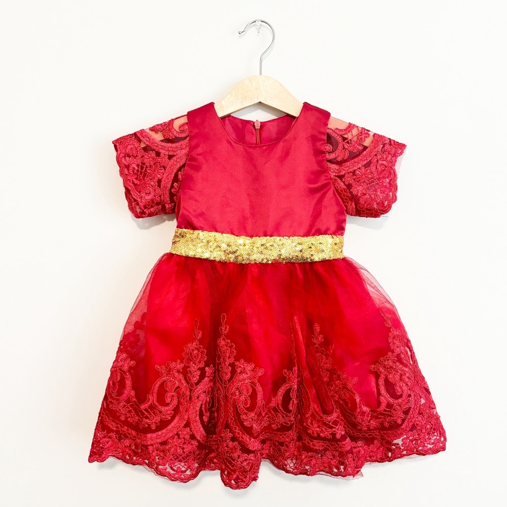 Girl’s Red Tulle Holiday Dress